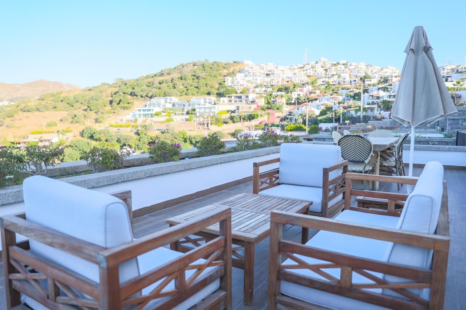 Bodrum Gümüşlük Vernus Villaları dış cephe ve peyzaj detayı