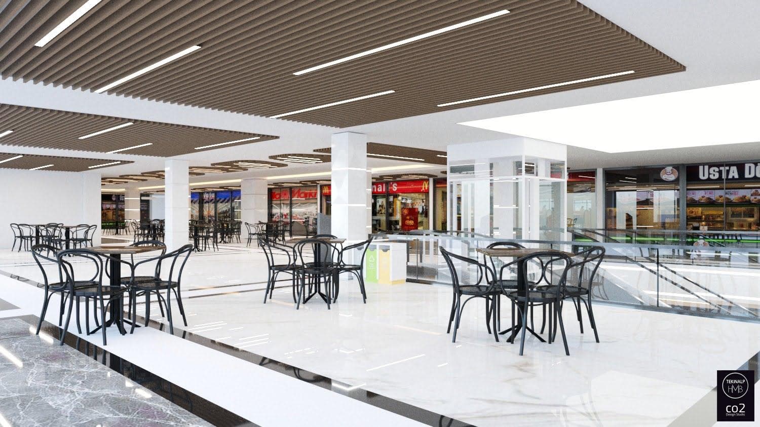 Malatya City AVM iç mekân tasarımından ortak alan detayı